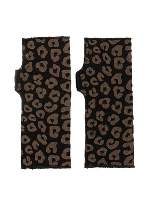 Zhoe & Tobiah leopard-print cotton-blend mittens - Brown