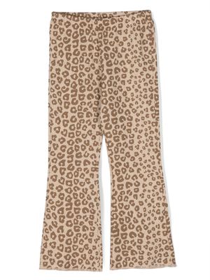 Zhoe & Tobiah leopard-print glitter flared trousers - Neutrals
