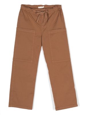 Zhoe & Tobiah logo-detail cotton trousers - Brown