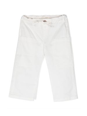 Zhoe & Tobiah logo-detail cotton trousers - White