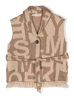 Zhoe & Tobiah patterned intarsia-knit frayed-edge vest - Brown