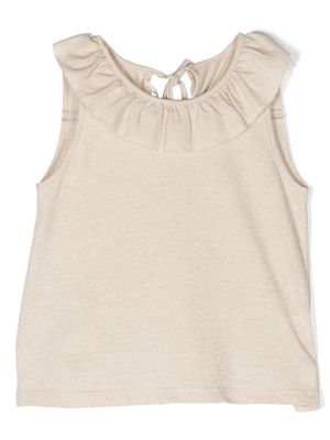 Zhoe & Tobiah ruffled-neckline detail top - Neutrals