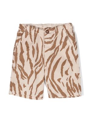 Zhoe & Tobiah tiger-print cotton shorts - Neutrals