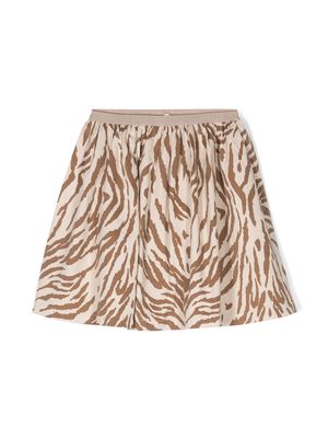 Zhoe & Tobiah tiger-print cotton skirt - Neutrals