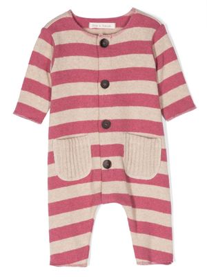 Zhoe & Tobiah vertical-stripe fine-ribbed pyjama - Pink