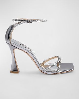 Ziana Metallic Crystal Ankle-Strap Sandals
