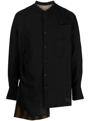 Ziggy Chen Asymmetric collage button-up shirt - Black