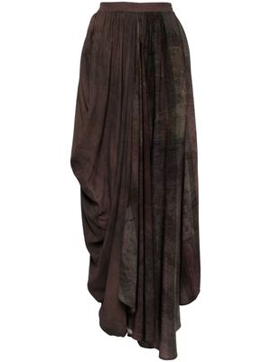 Ziggy Chen asymmetric draped maxi skirt - Brown