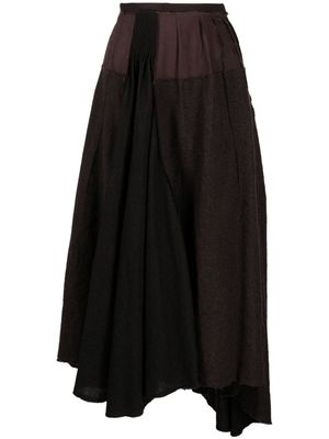 Ziggy Chen asymmetric virgin wool midi skirt - Brown