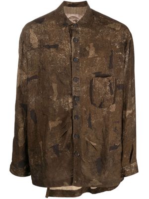 Ziggy Chen asymmetric wool shirt - Brown