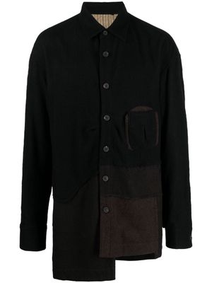Ziggy Chen classic-collar panelled-design shirt - Black