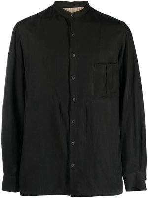Ziggy Chen collarless long-sleeve shirt - Black