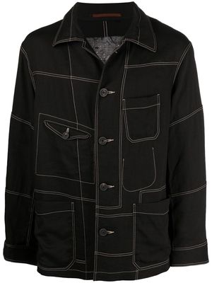 Ziggy Chen contrast-stitching denim jacket - Black