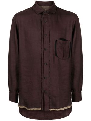 Ziggy Chen contrast-trim patch-pocket shirt - Brown