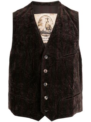 Ziggy Chen crinkled cotton waistcoat - Brown