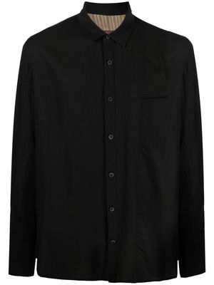 Ziggy Chen draped long-sleeve shirt - Black