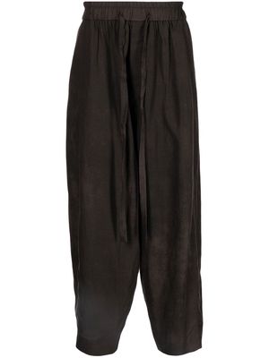 ZIGGY CHEN drawstring-waist tapered trousers - Brown
