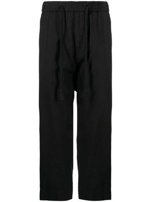Ziggy Chen drop-crotch drawstring cropped trousers - Black