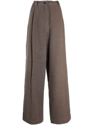 Ziggy Chen high-waisted pleated twill trousers - Brown