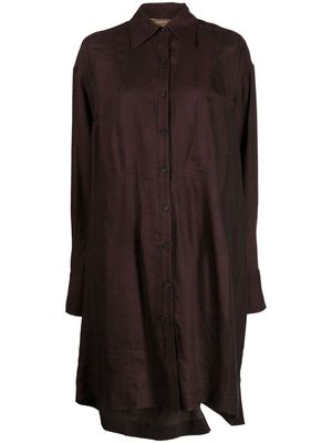 Ziggy Chen layered draped-detail shirtdress - Brown
