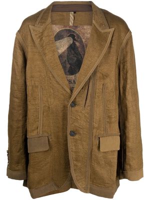 Ziggy Chen linen single-breasted blazer - Brown