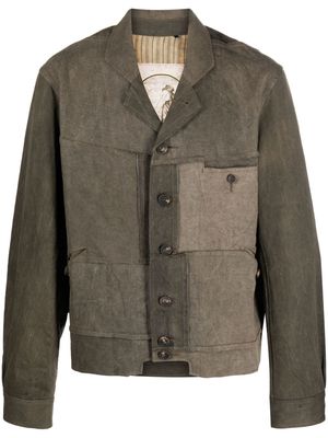 Ziggy Chen patchwork-design cotton jacket - Grey