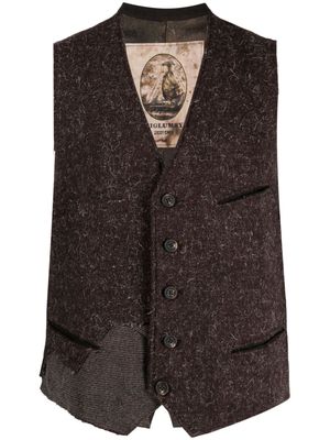 Ziggy Chen patchwork linen waistcoat - Brown