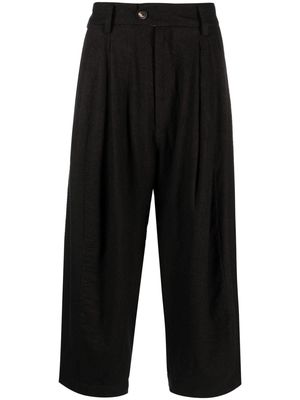 Ziggy Chen pleated virgin wool drop-crotch trousers - Brown