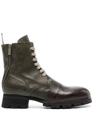 Ziggy Chen polished-finish leather boots - Green