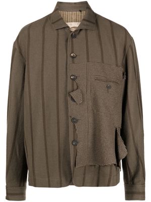 Ziggy Chen stripe-pattern spread-collar jacket - Green