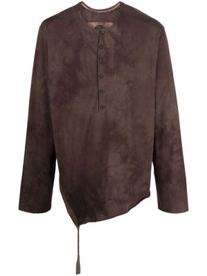 Ziggy Chen tie-dye asymmetric cotton T-shirt - Brown