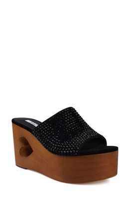 ZIGI Amore Platform Wedge Slide Sandal in Blk Suede 