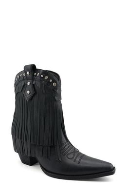 ZIGI Finlandia Fringe Western Boot in Black Leather