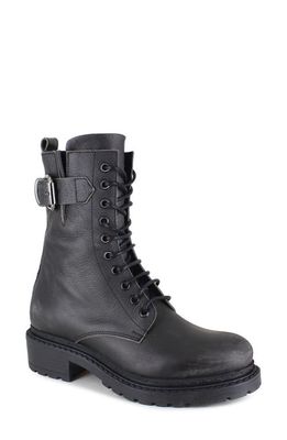 ZIGIny Agatha Water Resistant Lace-Up Combat Boot in Black Leather