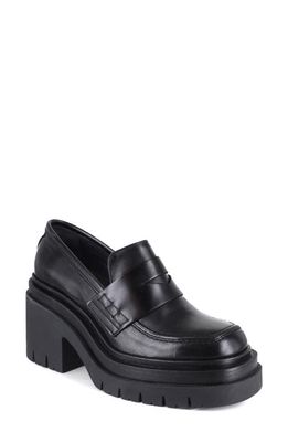 ZIGIny Bertha Platform Penny Loafer in Black Leather