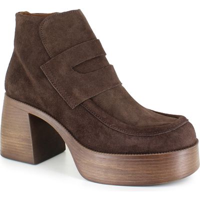 ZIGIny Bertina Water Resistant Platform Bootie in Brown Suede 