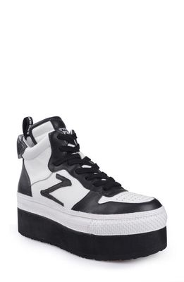 ZIGIny Bruce Water Resistant Platform Sneaker in Black White Leather