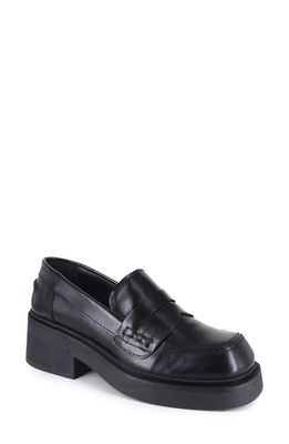 ZIGIny Geraldine Platform Penny Loafer in Black Leather