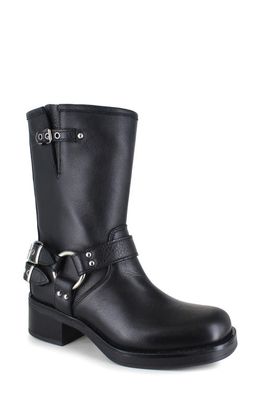 ZIGIny Marce Water Resistant Moto Bootie in Black Leather