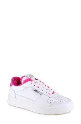 ZIGIny Rutila Faux Fur Lined Water Resistant Platform Sneaker in White Fuchsia