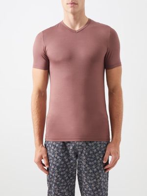 Zimmerli - 700 Pureness V-neck Modal-blend Jersey T-shirt - Mens - Maroon
