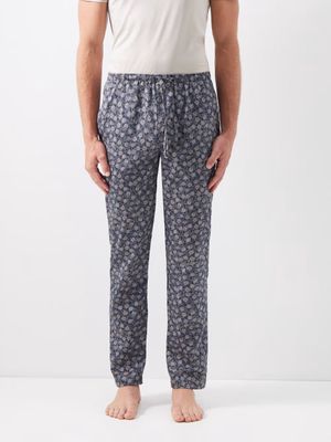 Zimmerli - Floral-print Cotton-sateen Pyjama Trousers - Mens - Blue Multi