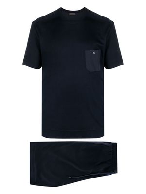 Zimmerli short-sleeve drawstring-waist pyjama - Blue