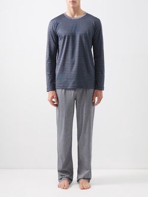 Zimmerli - Striped Cotton Pyjamas - Mens - Blue