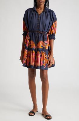 Zimmermann Acadian Paisley Belted Minidress in Navy Paisley