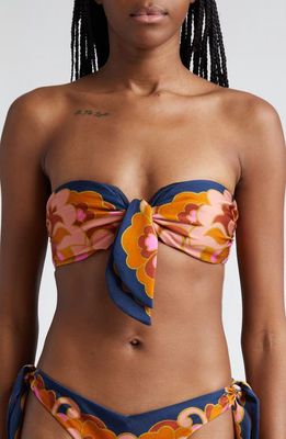 Zimmermann Acadian Scarf Tie Bikini Top in Navy Paisley