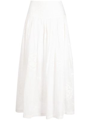 ZIMMERMANN Alight Basque floral-embroidered midi skirt - White