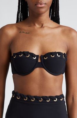 Zimmermann Alight Eyelet Underwire Balconette Bikini Top in Noir