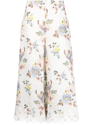 ZIMMERMANN Applique floral-print culottes - Neutrals