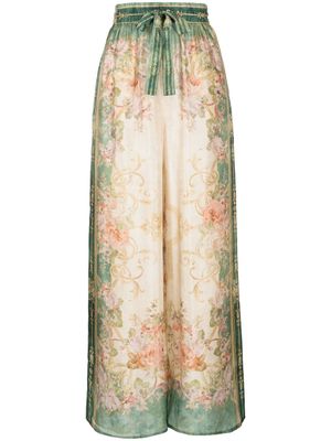 ZIMMERMANN August drawstring silk wide-leg trousers - Multicolour